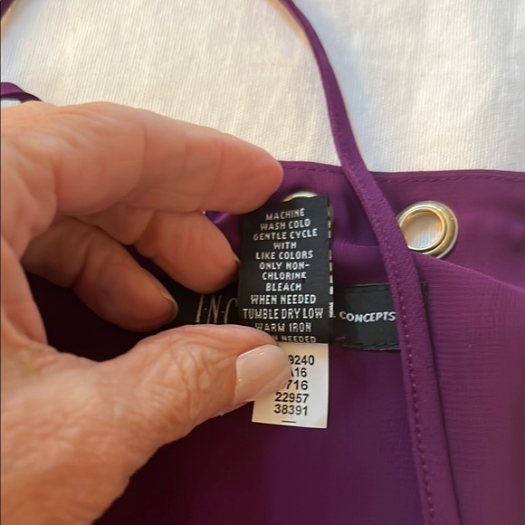 INC International Concepts Purple Asymmetrical Tie Front Sleeveless Blouse - Picture 6 of 6